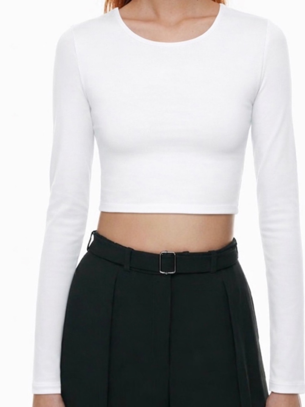 Aritzia White Long-Sleeve Crop Top